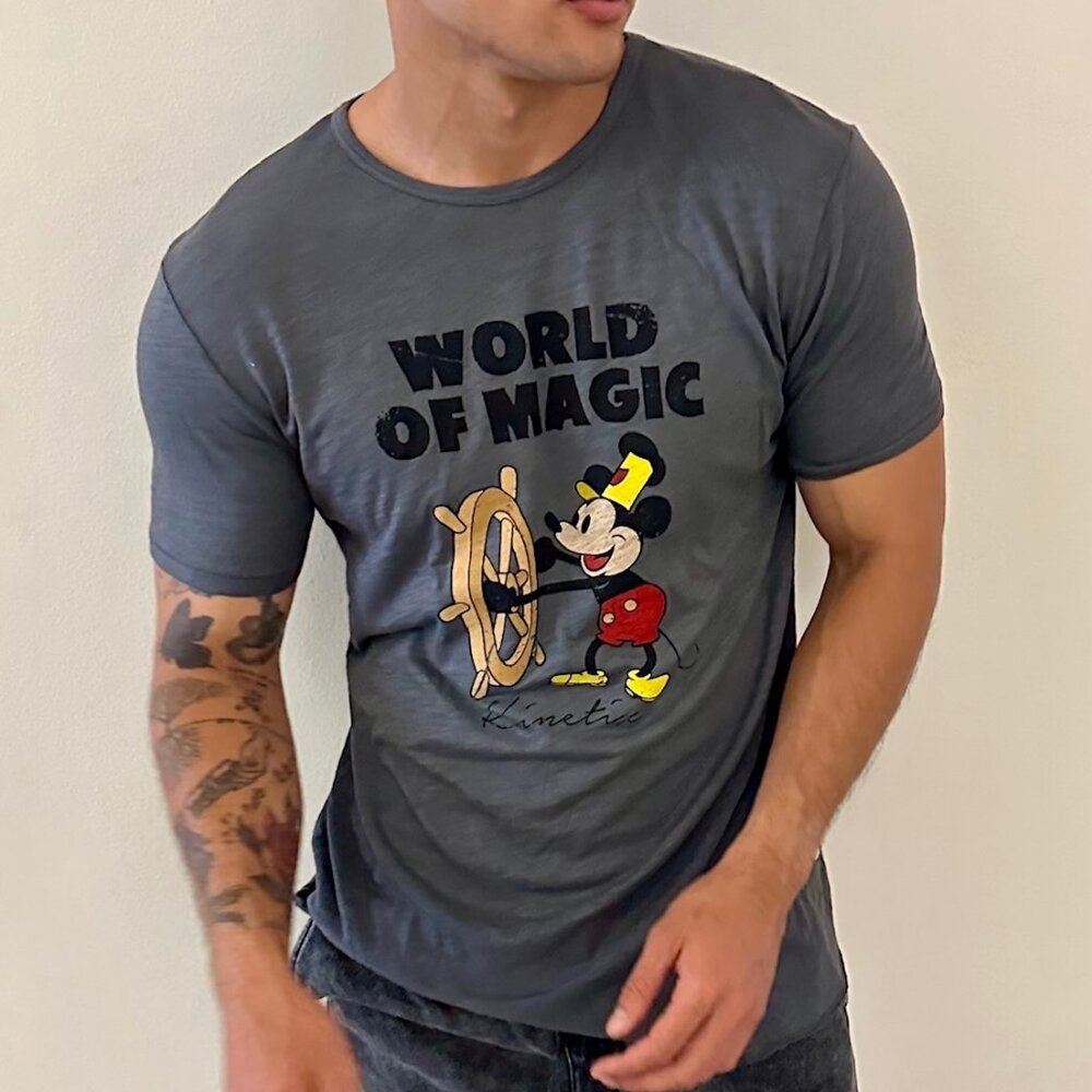 WORLD OF MAGIC on our 4 Corners Crew neck (Vintage Black)